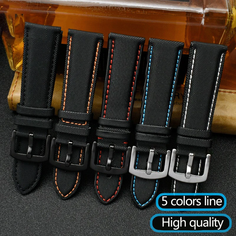 20mm 22mm 24mm Nylon Leather Watchband For Tudor Black Shield Breitling Tissot Starfish Men Women Canvas Fabric Watch Strap