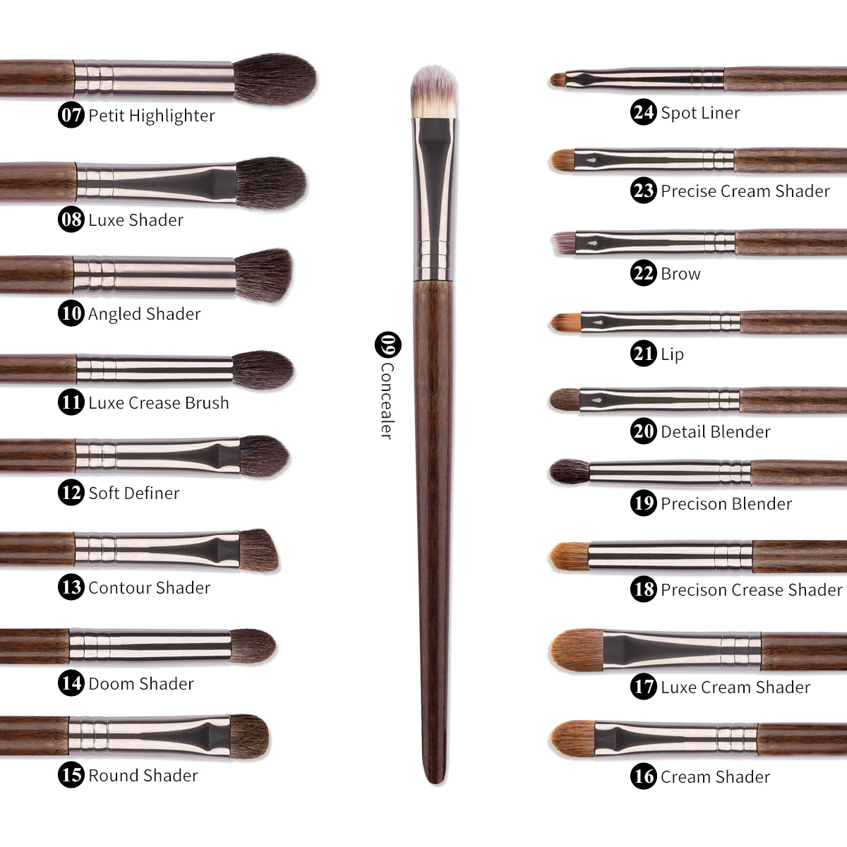 OVW Makeup Brush Set 26pcs Natural Goat Hair Foundation Powder Contour Brush Synthetic Blending Eyeshadow Liner Highlight