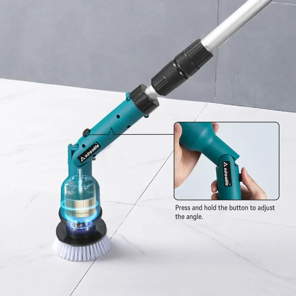 Wireelife 8IN1 Electric Spin Scrubber Cordless Electric Cleaning Brush Extension Handle Cleaning Tool For Makita 18V Battery