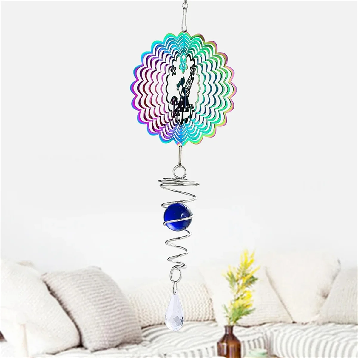 A71P البومة التدرج اللون الرياح سبينر النحت ثلاثية الأبعاد الرياح الدقات الشمس الماسك تحدق الكرة دوامة الذيل استقرار