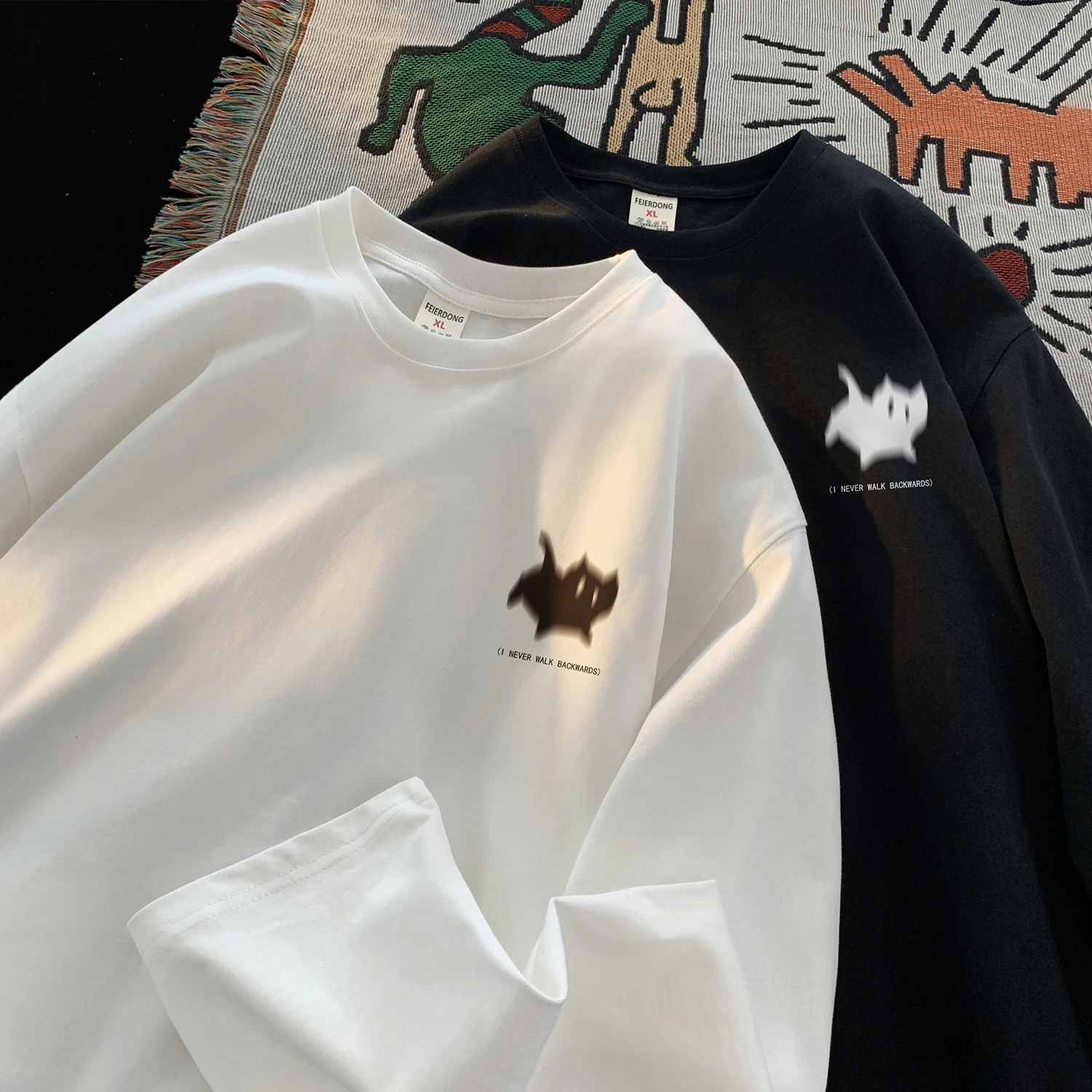 

Мужская толстовка из чистого хлопка с длинным рукавом, весенне-осенняя, плотная, в американском стиле, модный бренд, свободный крой, с круглым вырезом, без капюшона.