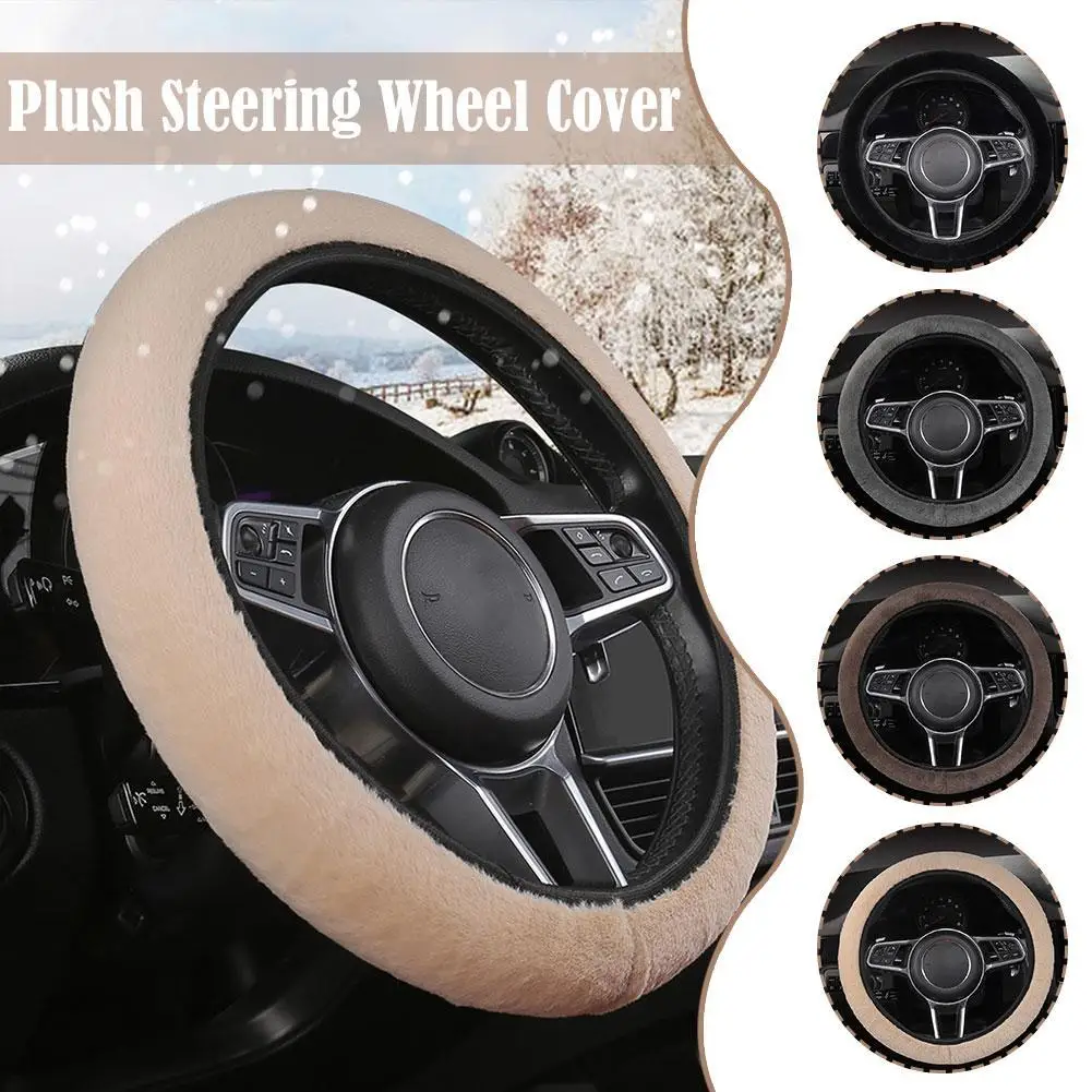 Winter Plush Warm Without Inner Car Steering Wheel Cover Non-slip Stable Heat-resistant Universal For All Seasons Car Etc