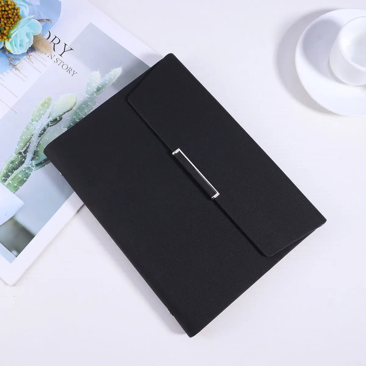 a5-business-notebook-premium-pu-hard-cover-with-pen-holder-credit-card-pocket-refillable-journal-for-writers-travel