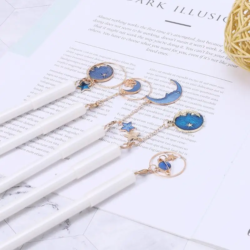 Blue Starry for Sky Star Moon Pendant Gel Pen School Office Stationery Su Dropship