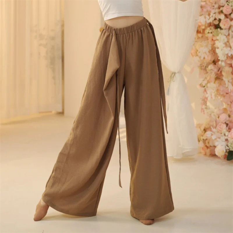 Women Modern Dance Pants Polyester Soft Dancing Wide Leg Pant Training Classical Elegan Performance Belly Dance Costume Trousers