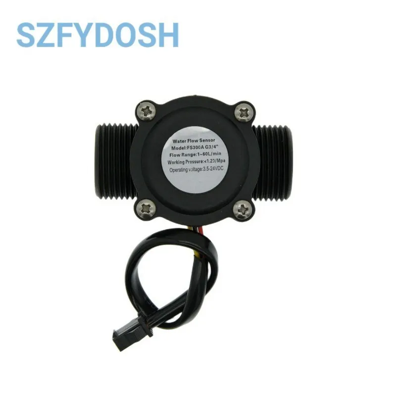 Water Flow Sensor Counter Meter FS300A 1-60L/min G3/4 DC 5-24V