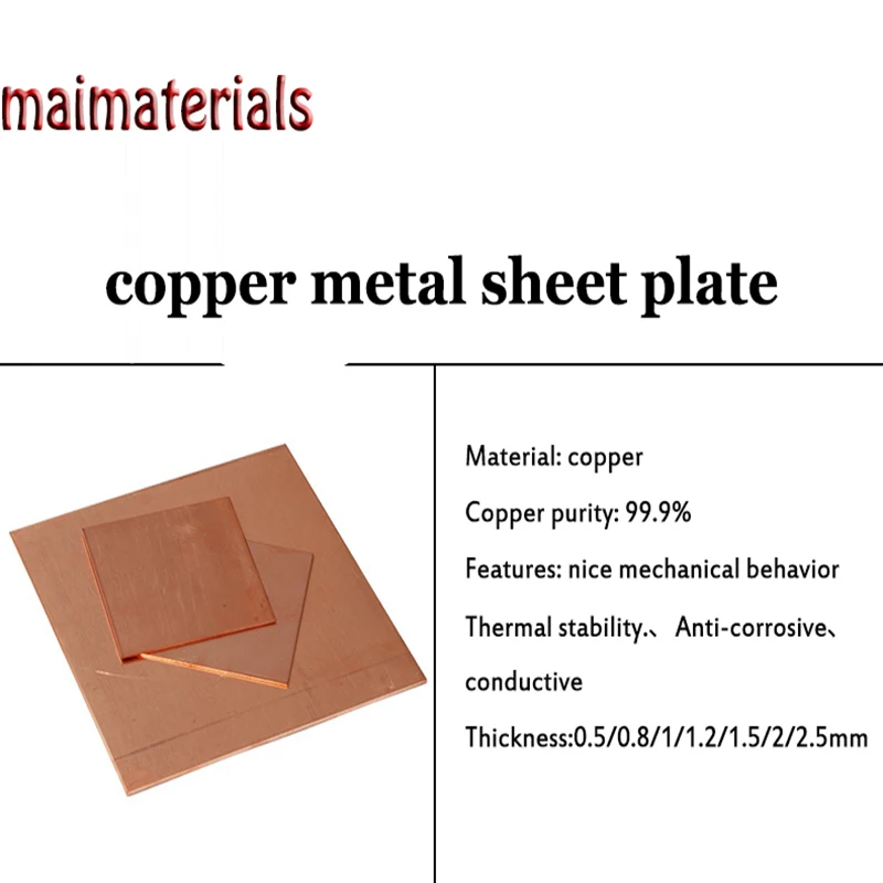 Imagem -02 - Cobre Vermelho 0.5 0.8 1.2 1.5 2.5 mm Espessura 99.9 Cobre Puro cu Folha de Metal Placa Anti-corrosivo 14 Peças
