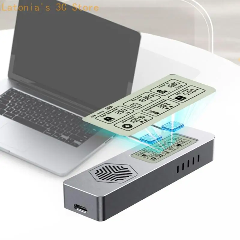 Tragbares NVMe-SATAs-SSD-Gehäuse mit LCD-Display und Lüfter zur Wärmereduzierung X3UB – Detail 5