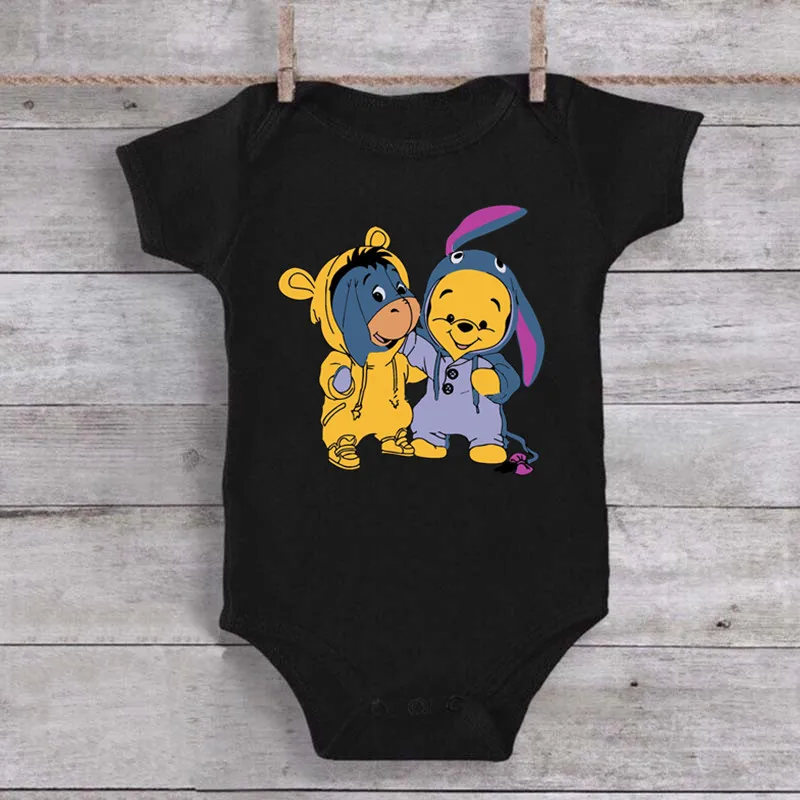 Cartoon Winnie Baby Bodysuit 100% Cotton Newborn Infant Boys Girls Clothes Summer Short Sleeve Baby Romper