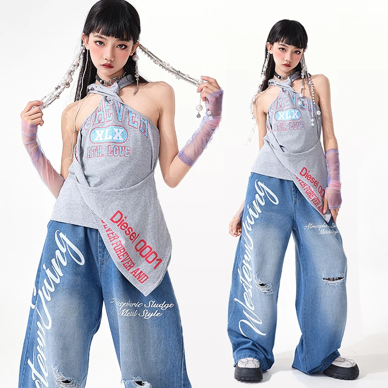 

Kids Cool Hip Hop Clothing Street Wear Children Ballroom Dance Clothes For Girls Group Jazz Dance Costume Kpop Outfit SL13262