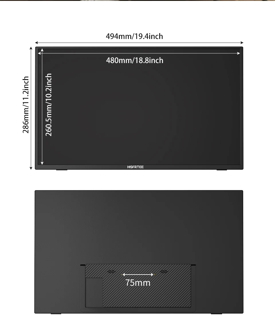 HGFRTEE Tragbarer Monitor 21,5 Zoll 100 Hz FHD Tragbarer Gaming-Monitor mit VESA-Loch USB C Mini HDMI Sekundenbildschirm für Unternehmen – Detail 10