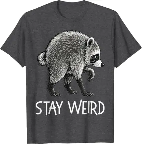 Stay Weird Funny Timothy Raccoon T-Shirt Y2k Herren Damen Baumwolle Gemütliche Oversize-T-Shirts Mode Vintage Kurzarm-Spruch-T-Shirt – Detail 13