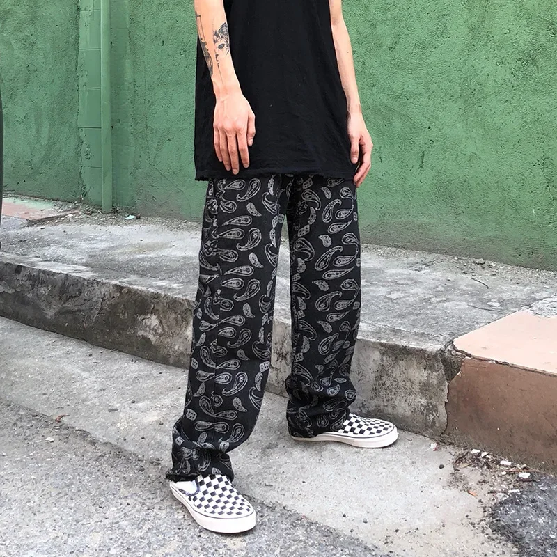 New Street Hip Hop Embroidery Fashion Loose Straight Leg Retro Men and Women Jeans Punk Loose Jeans Women Hip Hop Jeans