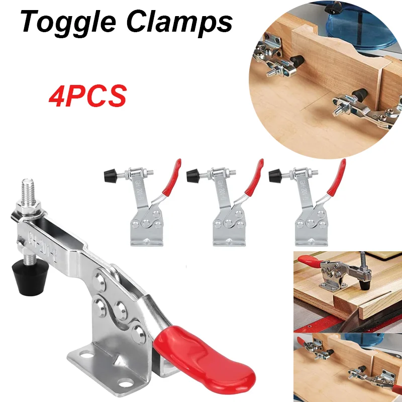 

4PCS GH-201B Quick Release Toggle Clamp Horizontal Clamps Hand Heavy Duty Hand Clip Fixing Clamps Woodworking Tools