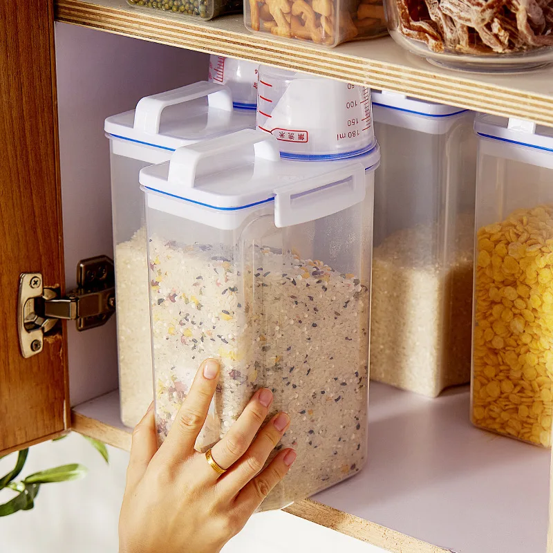 Food Storage Box Kitchen sealing jar For Bulk Cereals Grain Dried Fruit Snack Cereal Dispenser With Pour Lid Plastic Container