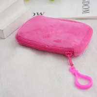 Mini monedero cuadrado de felpa con cremallera para mujer, monedero coreano a la moda, paquete de tarjetas, monedero bonito, bolsa para auriculares, bolso pequeño fino