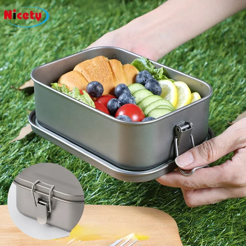 800ml/1200ml Healthy Titanium Alloy Portable Bento Dinner Box Leak-Proof Lunch Box Rectangle Food Storage Containers TitaniumBox