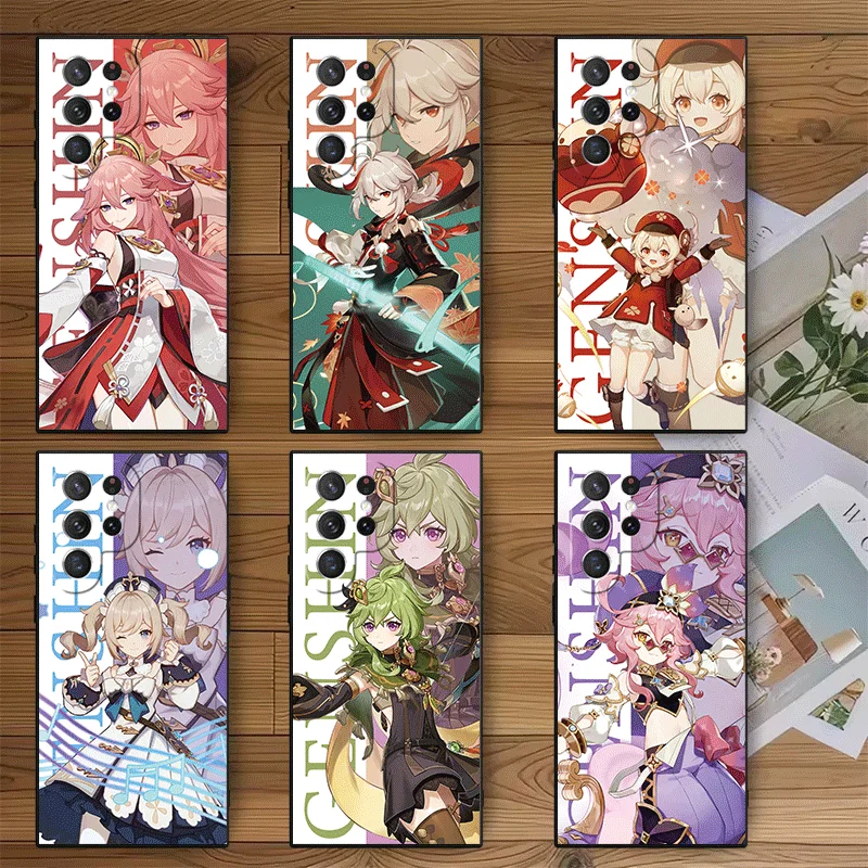 Genshin Impact Anime Soft Phone Case for Samsung Galaxy S26 S25 Edge S24 Ultra S23 Plus S22 S21 FE S20 Black Cover Back Shell