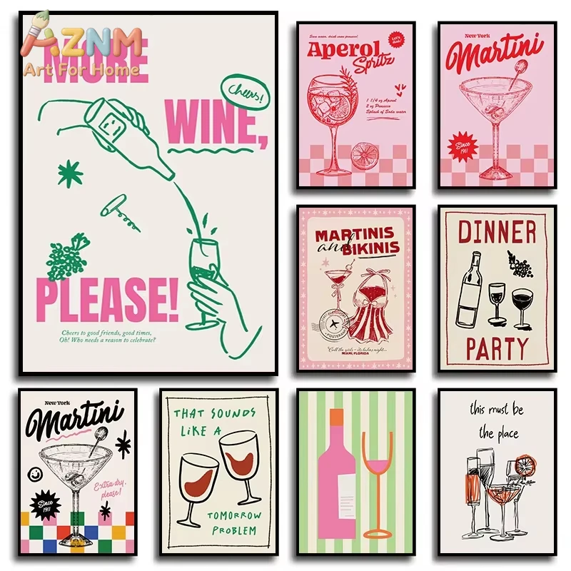 

1 шт. винтажная картина на холсте с изображением коктейлей, мохито, вина, клуба, бара, напитков, в скандинавском стиле, постеры и принты, настенные изображения для комнаты