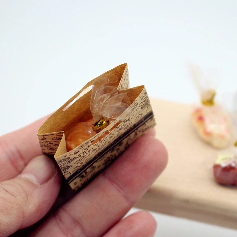 【BS】2 Pezzi 1/12 Mini Sacchetti Vuoti per Pane in Carta Simil-Pelle, Modello per Casa delle Bambole, Sacchetti per Alimenti, Accessori per Casa delle Bambole