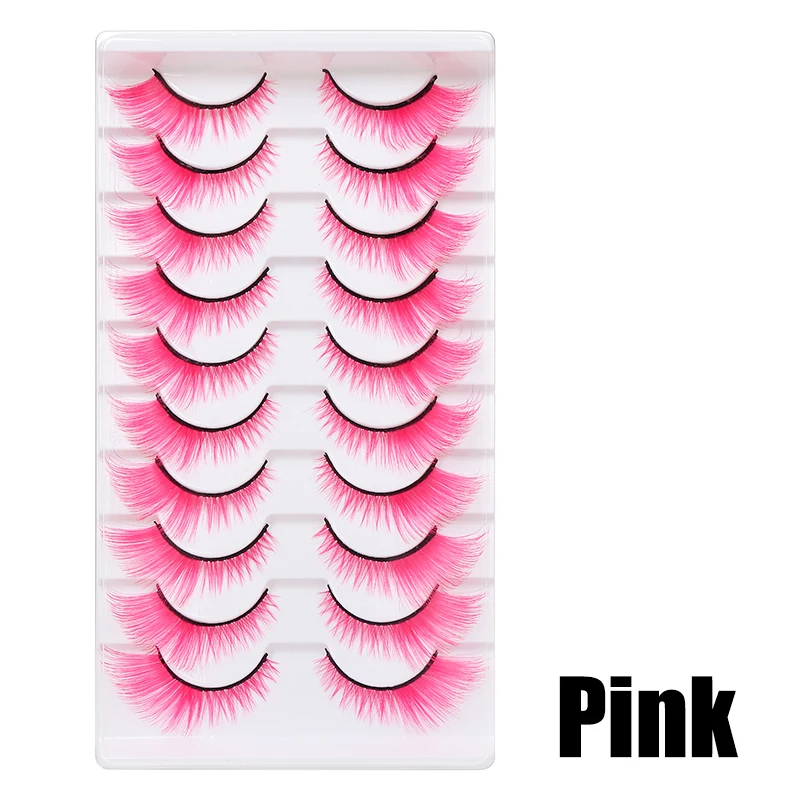 DINGSEN 1/5/10 Paar Bunte Flauschige Streifen-Wimpern Natürliche Weiche Wimpern Wispy Falsche Wimpern 3D Lockige Wimpern für Make-up – Detail 29