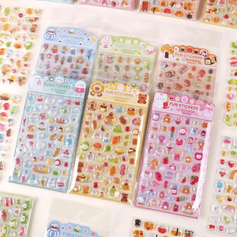 1/6 Stuks Cartoon Dieren 3D Relief Stickers Herbruikbare Patch Voor Scrapbooks Planner Tijdschriften Laptops Telefoon Case DIY Stickers