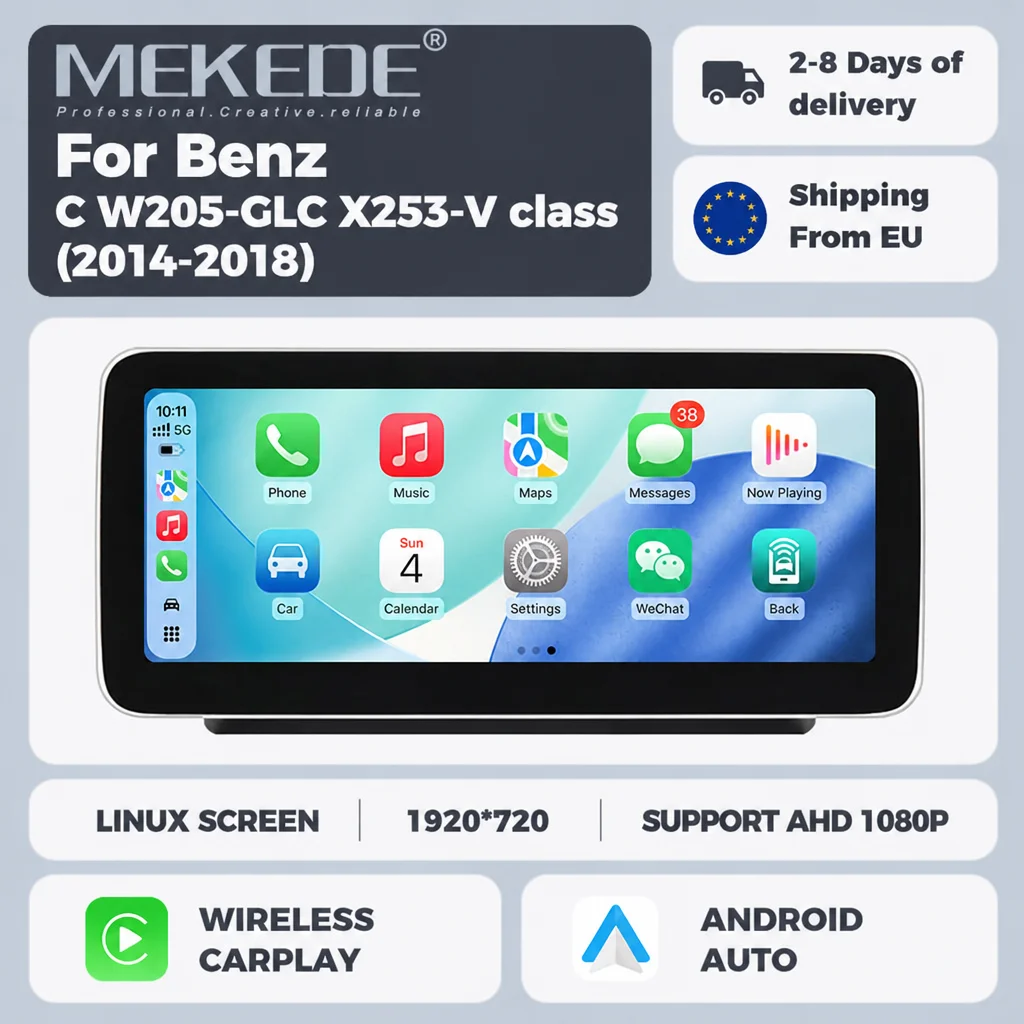 Sistema Linux MEKEDE, schermo multimediale da 10,25/12,5 pollici, CarPlay wireless, Android Auto per Mercedes-Benz C W205-GLC X253-V Class 2014-2018, sistema NTG 5.0, autoradio con navigazione,