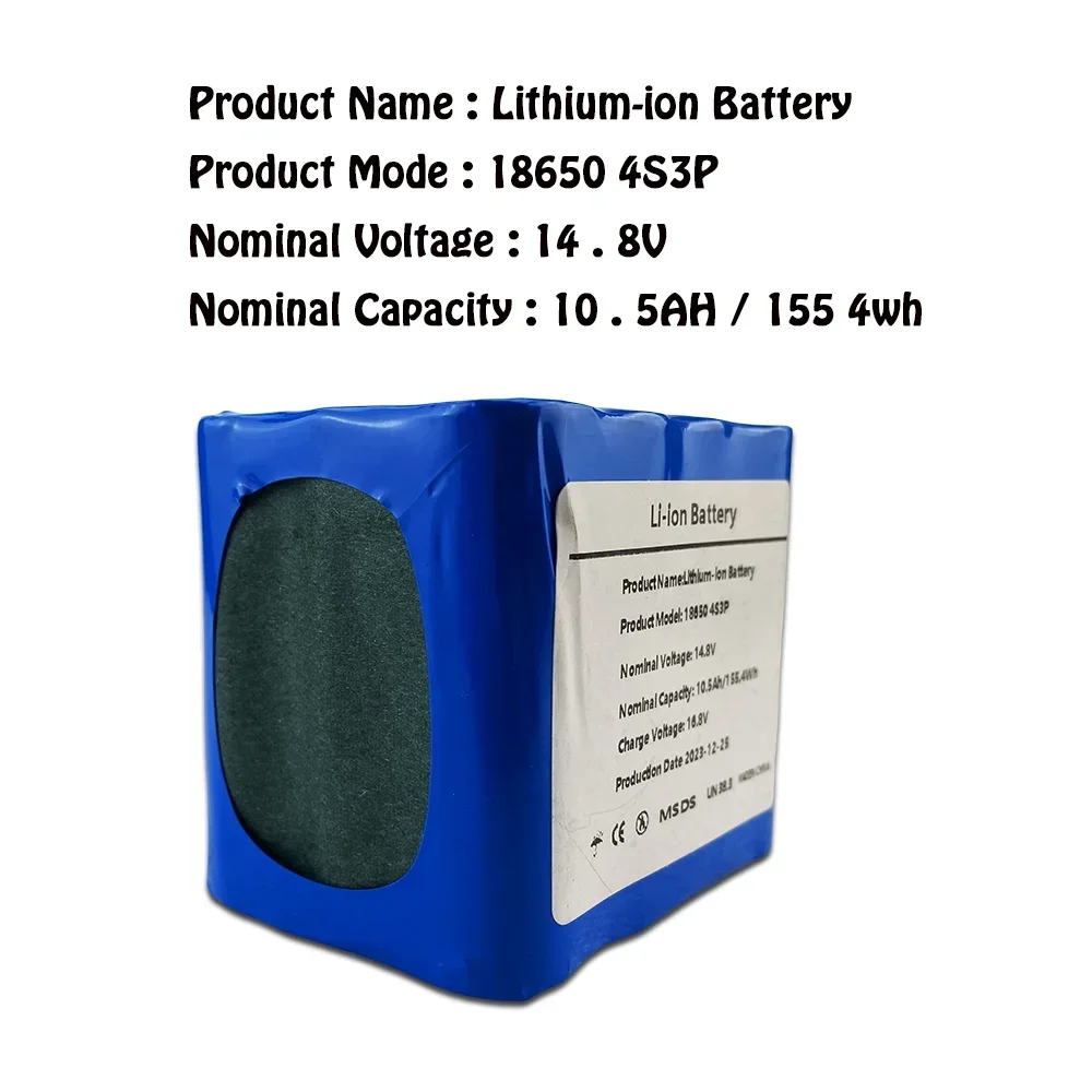 18650 Battery 12V Battery Pack 10500mAh 4S3P Built-in 40A Balanced BMS for Outdoor power supply for solar powered stalls