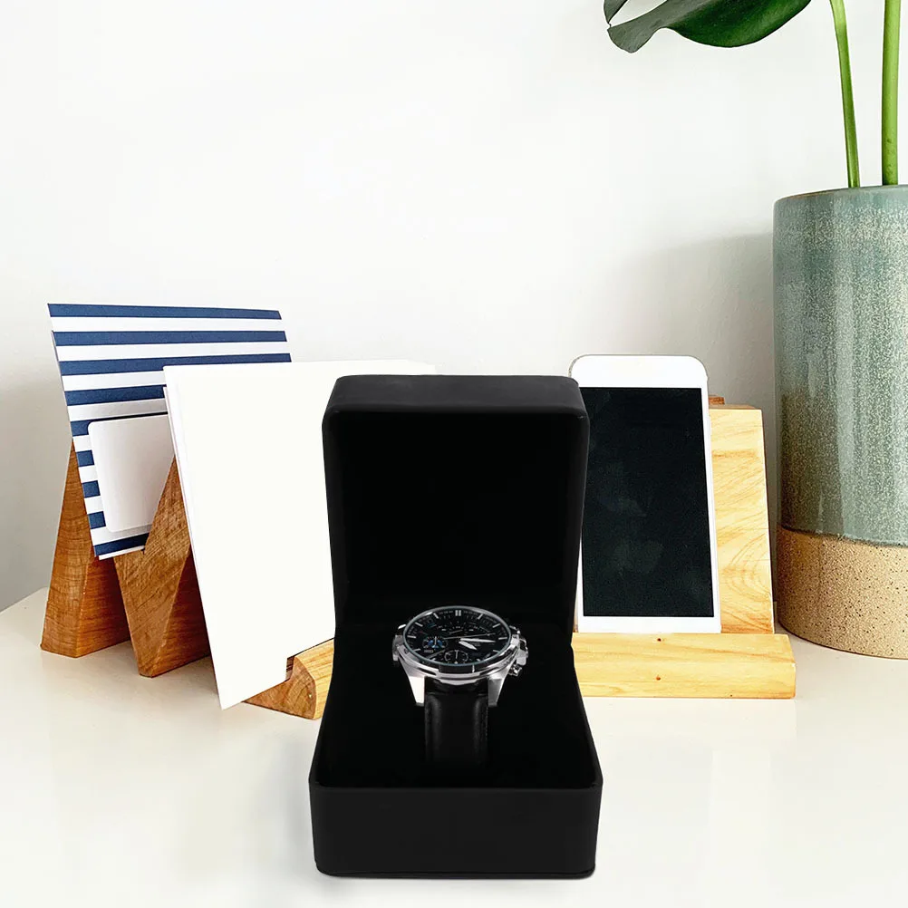 

2Pcs Watch Storage Box PU Elegant Cushion Holder Jewelry Organizer Case Durable Gift Watch Display Case