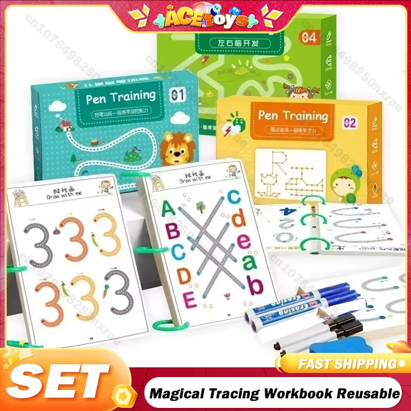 

Magical Tracing Workbook Reusable Montessori Toys Calligraphy Copybook Practice Drawing Book Toddler Learning Drawing Book Gifts