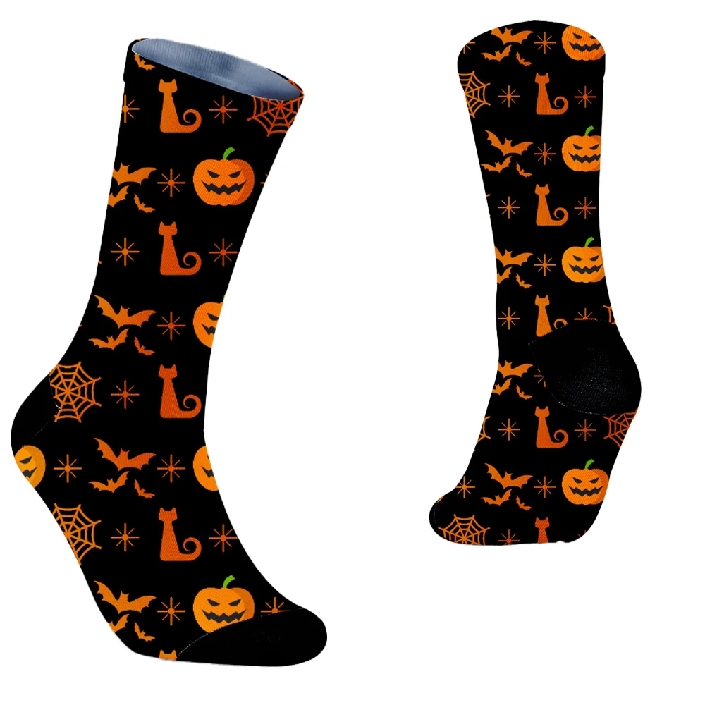 Funny Skull 2024 New Alien Pumpkin Monster Bat Girl Socks Fall Winter Halloween Men Socks