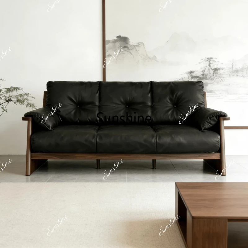 

New Chinese style solid wood sofa living room light luxury simple and high-end living room furniture