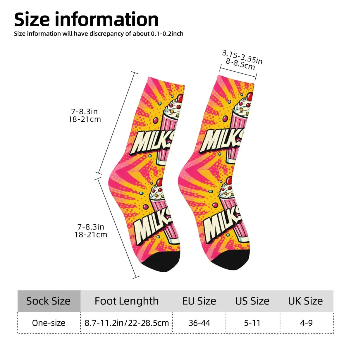 Pop Art Shake Vibrant Milkshake Socks Gym 3D Print Boy Girls Mid-calf Sock