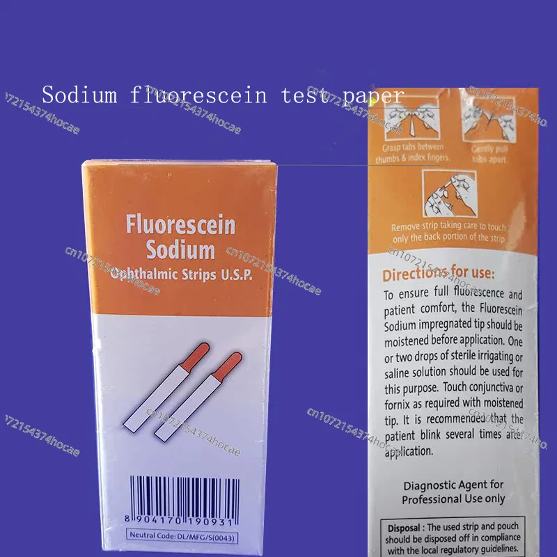 Papier fluorescynowy sodowy do testów indyjskich, papier filtracyjny do testów rozdarcia, pasek fluorescencyjny, narzędzie do badania wzroku, pakowane pojedynczo. — zdjęcie produktu 2