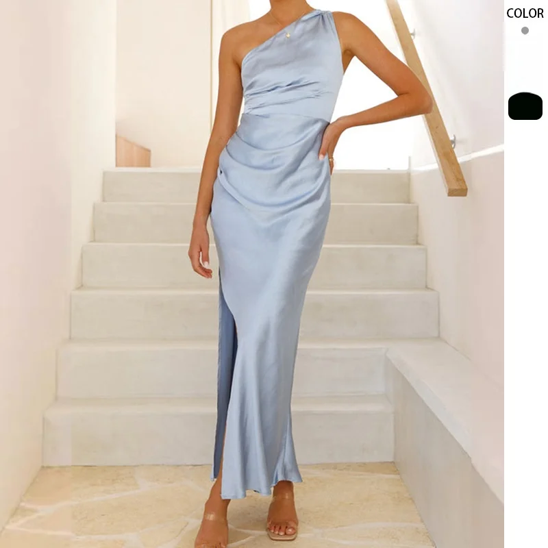 

Sexy Svel Long Dr Women's High Waist Knitted Polyester Cross-Border Faion Trendy Strapl Gown for Spring