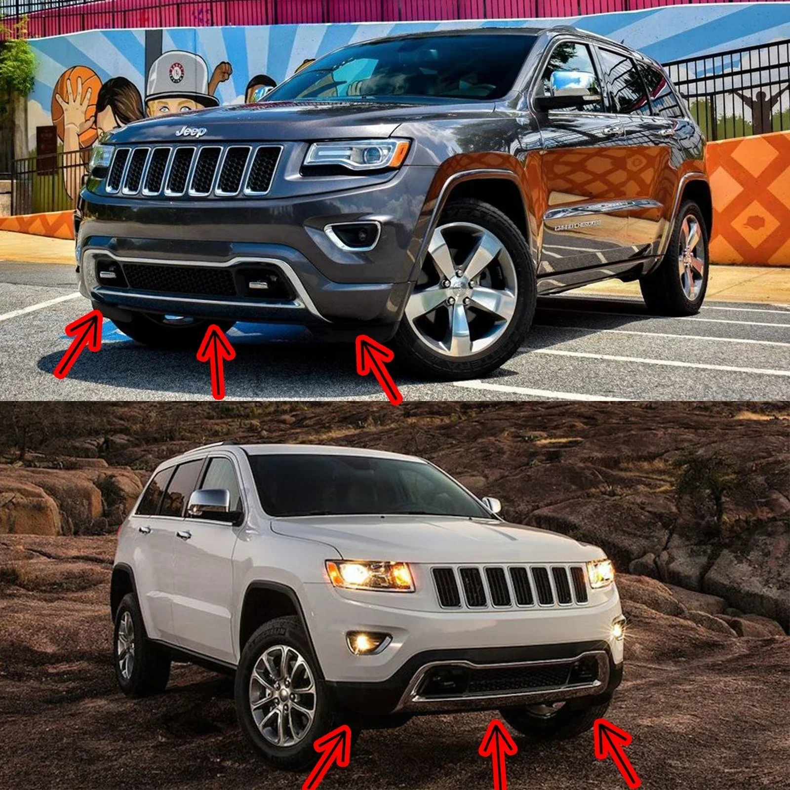 For Grand Cherokee Altitude/Laredo/Limited/Overland/Traihawk 2014-2021 3PCS Front Bumper Lip Spoiler Splitter Car Accessories