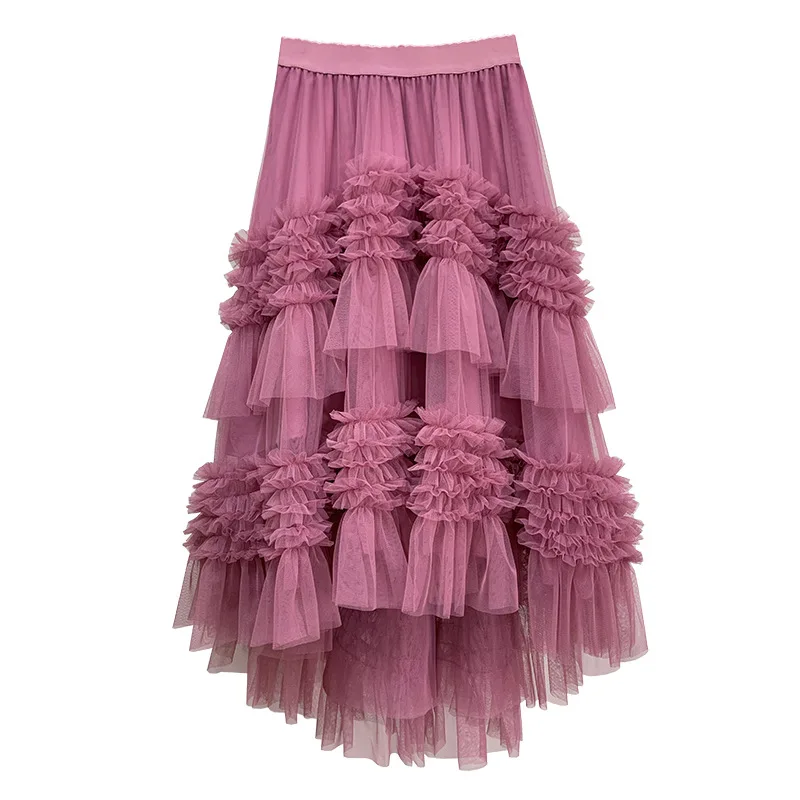 

Sweet Me Multilayer Cake Dr Women's Beautiful Princ Sle High Waist Long Skirt Faionable A-Line Polyester Gown