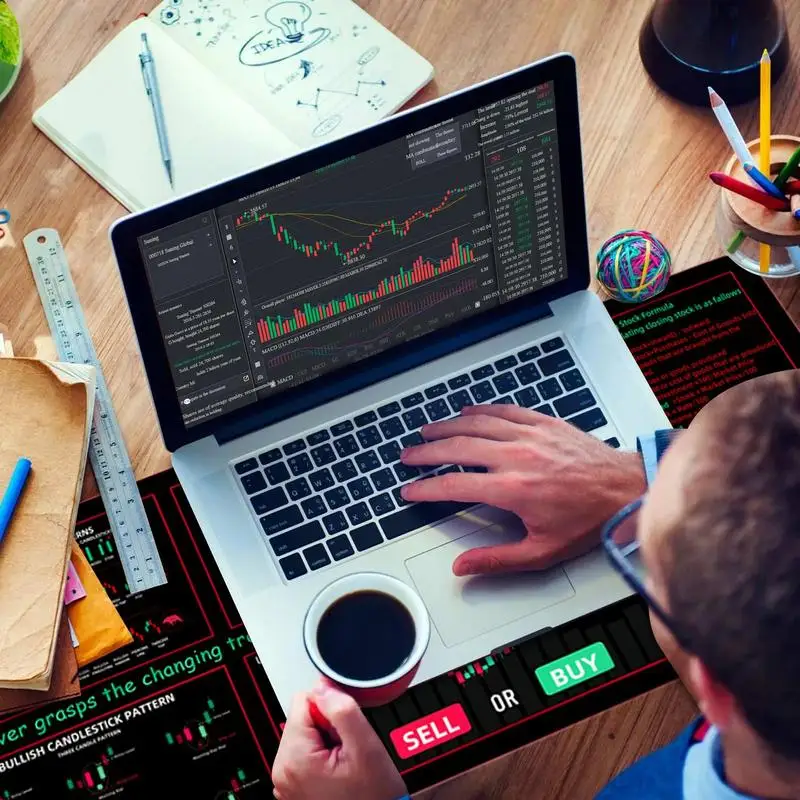 대형 책상 카드 놀이 패드 마우스 패드, 주식 마켓 데이 트레이더 키보드 매트, 남녀공용