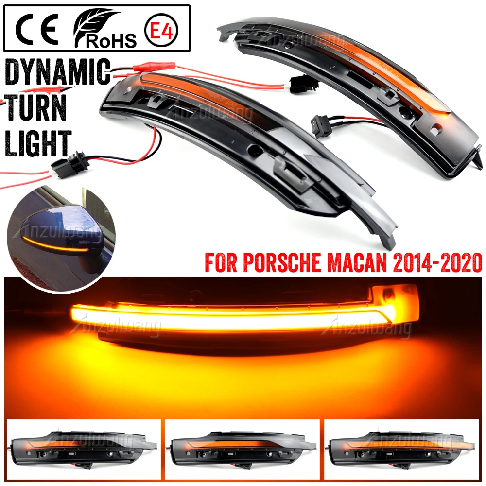 2x LED Side Wing Rearview Mirror Indicator Blinker Repeater Dynamic Turn Signal Light For Porsche Macan 2014 2015 2016 2017-2020