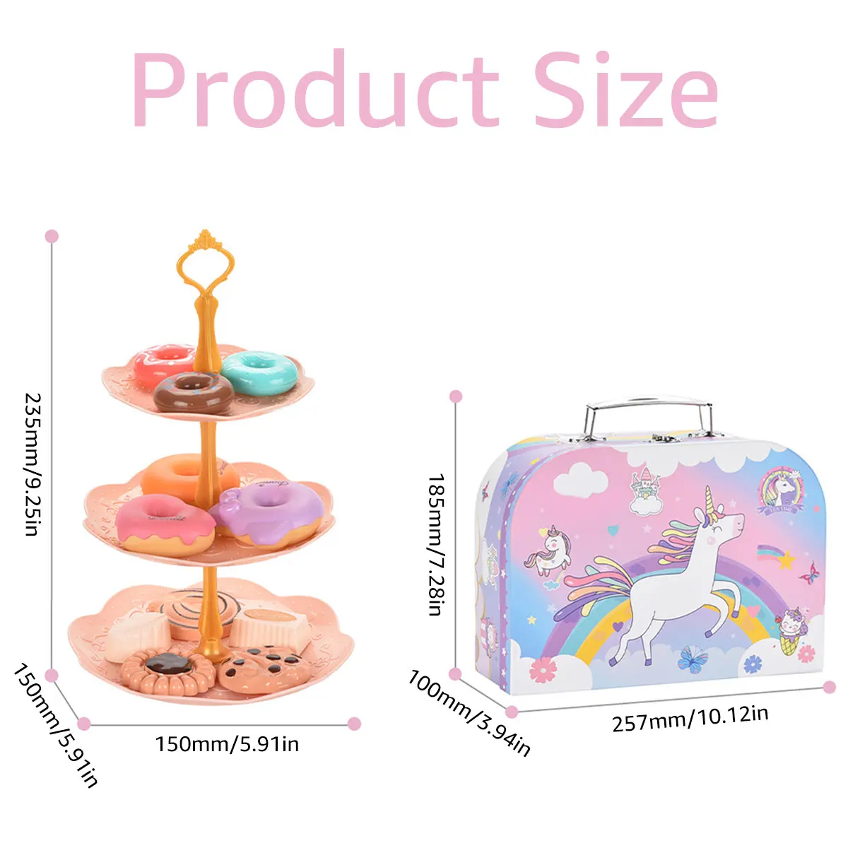 Ensemble de fête de thé interactif pour petites filles, 48 pièces, jouet de cuisine princesse avec service à thé, étui à jouets pour desserts, cadeau d'anniversaire