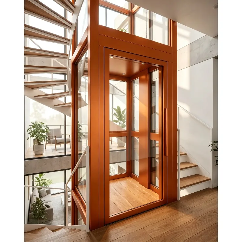 Glass Panoramic Villa Elevator with Aluminum Shaft Modern Traction Home Lift Small Passenger Lifts Personal Elevator for House