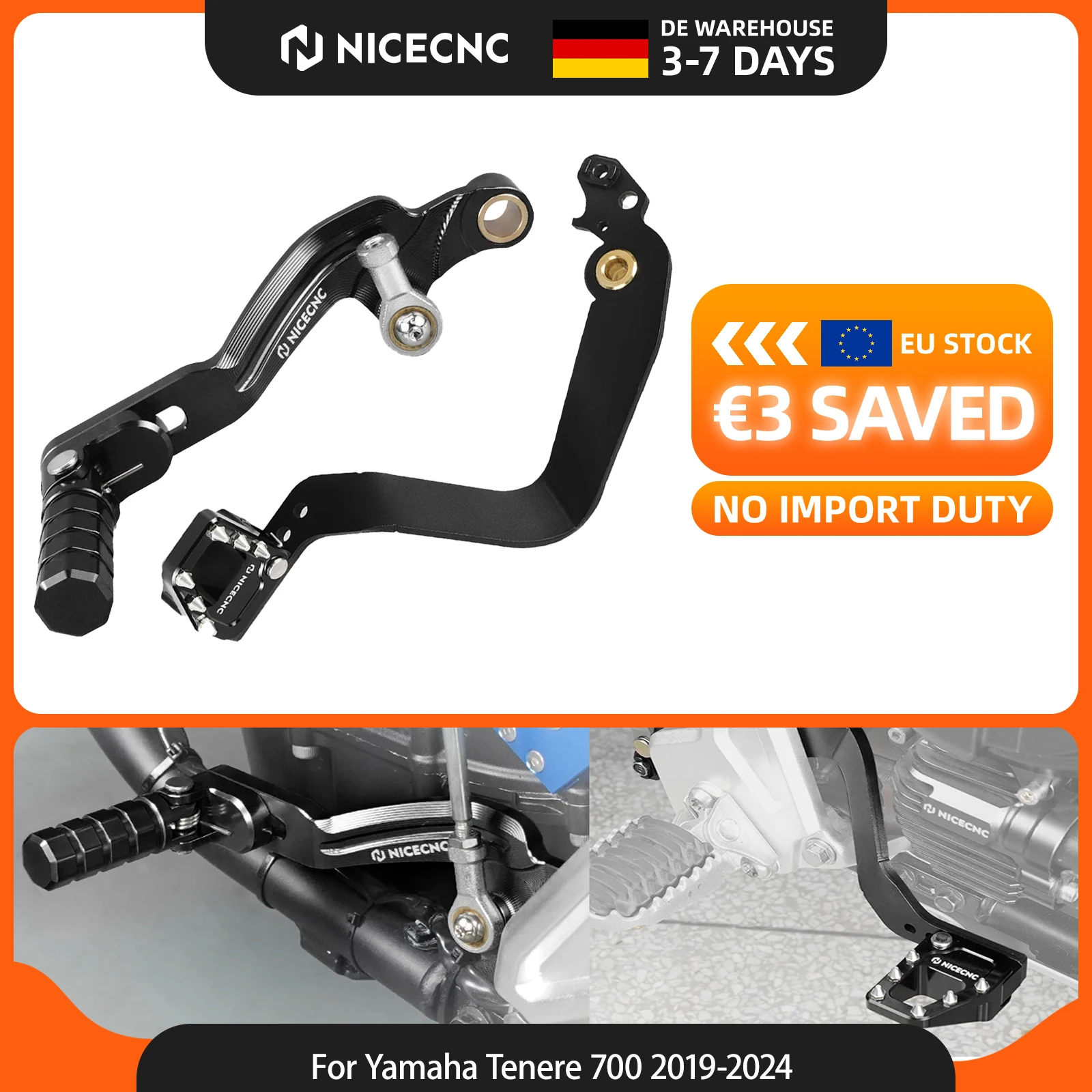 NICECNC per Yamaha Tenere 700/XTZ700 2019-2024 Rally Edition 2020-2024 Tenere 700 2024 2023 2022 2021 2020 2019 Leva del freno posteriore, pedale, leva del cambio, selettore del cambio, accessori