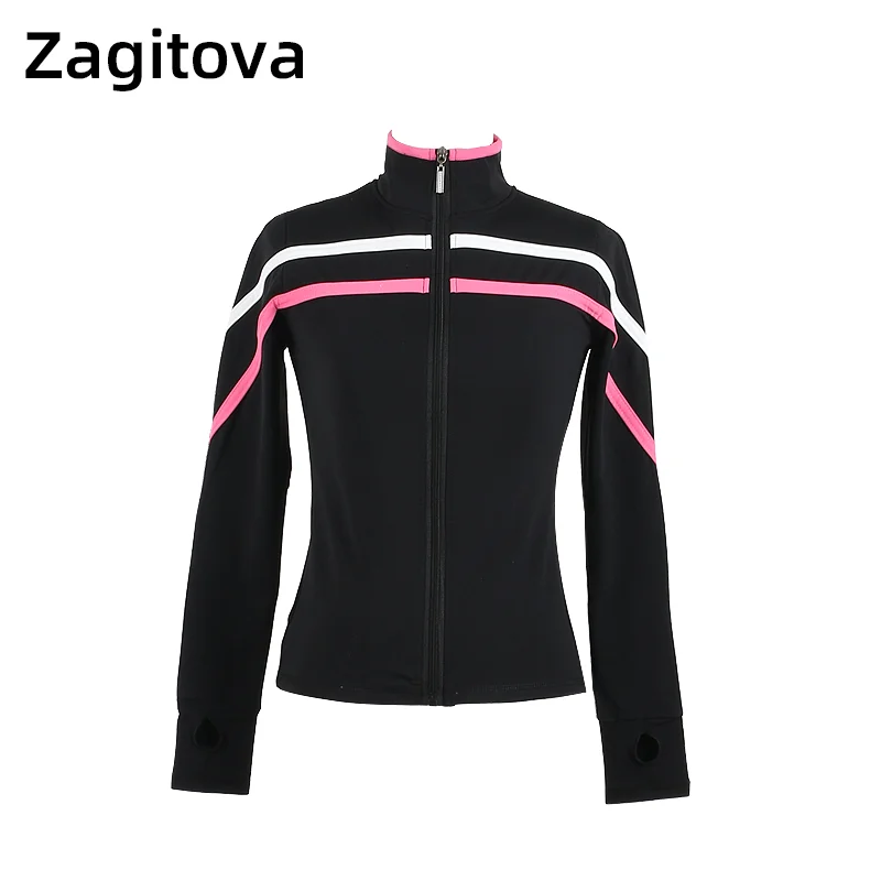 

ZAGITOVA Figure Skating Practice Suit Girls Women Ice Skating Jacket Tops Black Thick velvet Pants