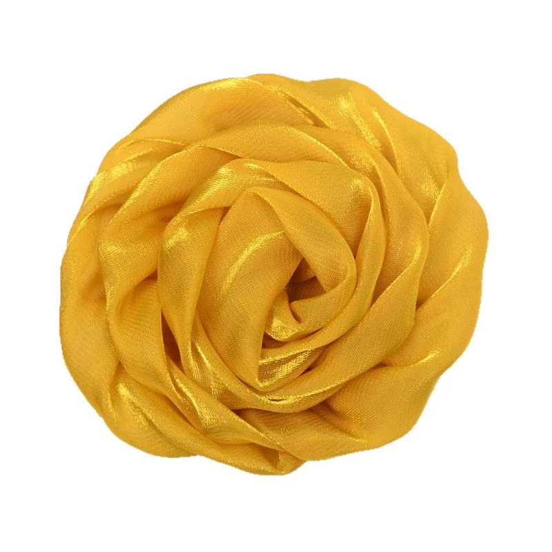 8CM Soft Satin Mesh Rose Roll Flower Brooch Women's Jewelry Accessories Pin Wedding Dress Party Gift Corsage