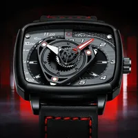 NIBOSI Square Luxury Men Watch Waterproof Luminous Brand Watch Men Sports Leather Men's Watches Quartz Wristwatch Reloj Hombre