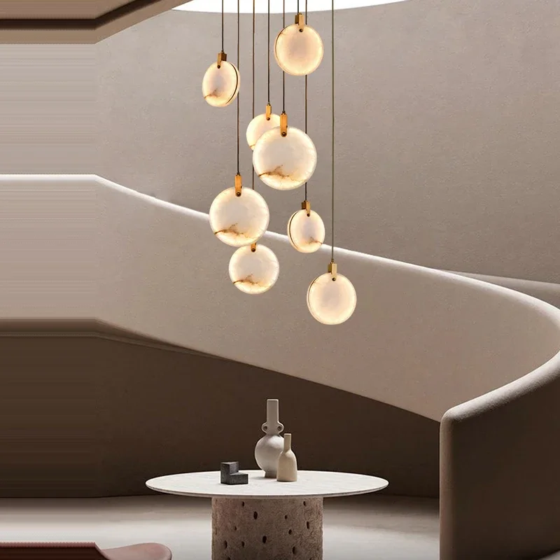 

LED Postmodern Marble Stainless Steel LED Lamp LED Light.Pendant Light Suspension Luminaire Lampen For Living Room Stair Case