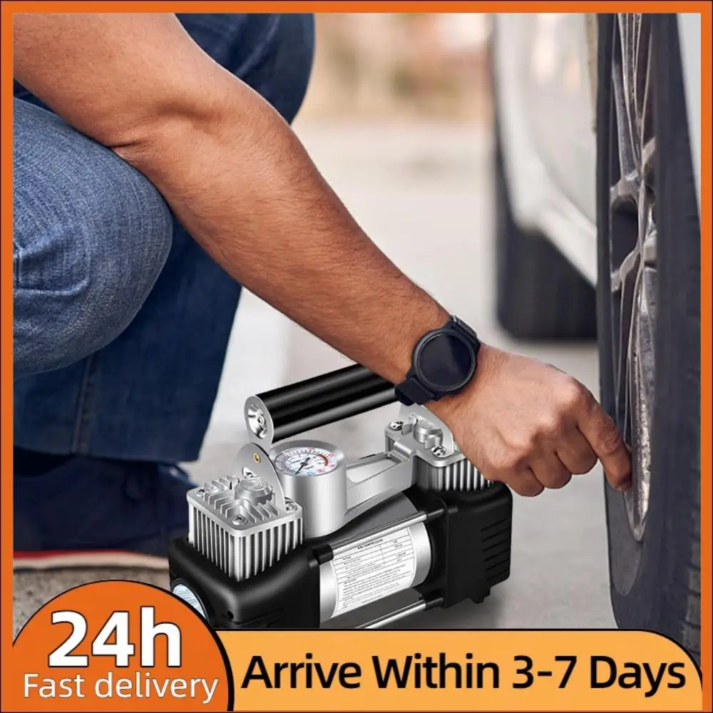 

Портативный двухцилиндровый воздушный насос 12В, 150PSI, электрический автомобильный насос для накачки шин, портативный многофункциональный воздушный насос