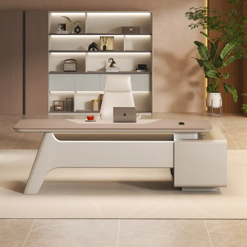 ec-president special computer with storage modern cream style Desk table office luxury mesa para escritório interior furniture-