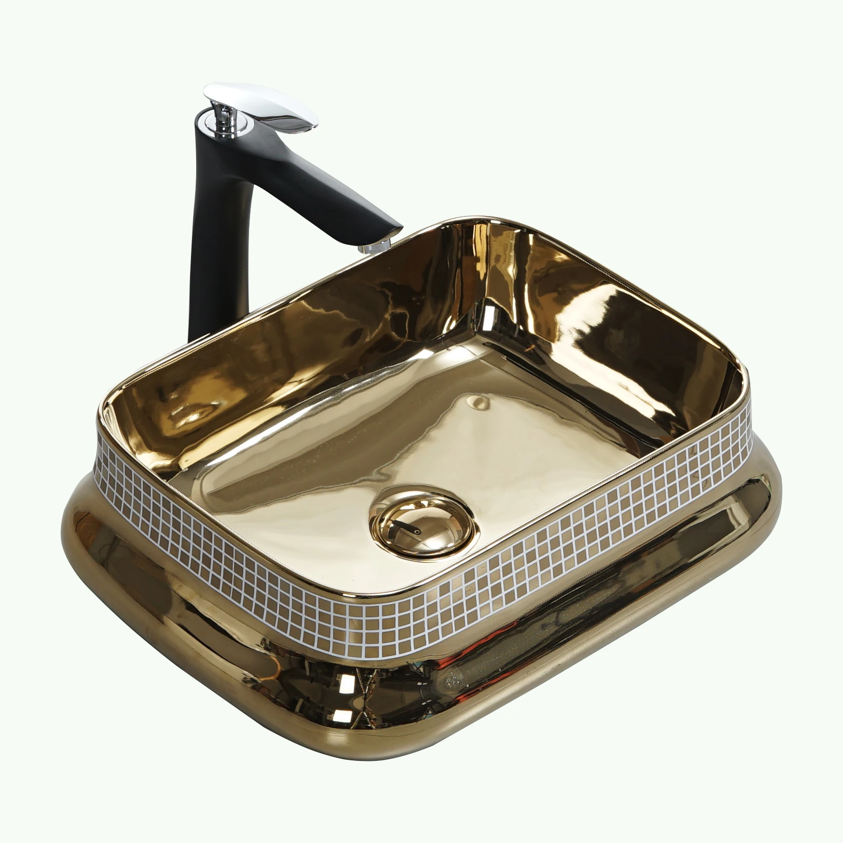 Antique gold ceramic wash basin Small Chaozhou wash basin Bathroom Bowl Antique ceramic