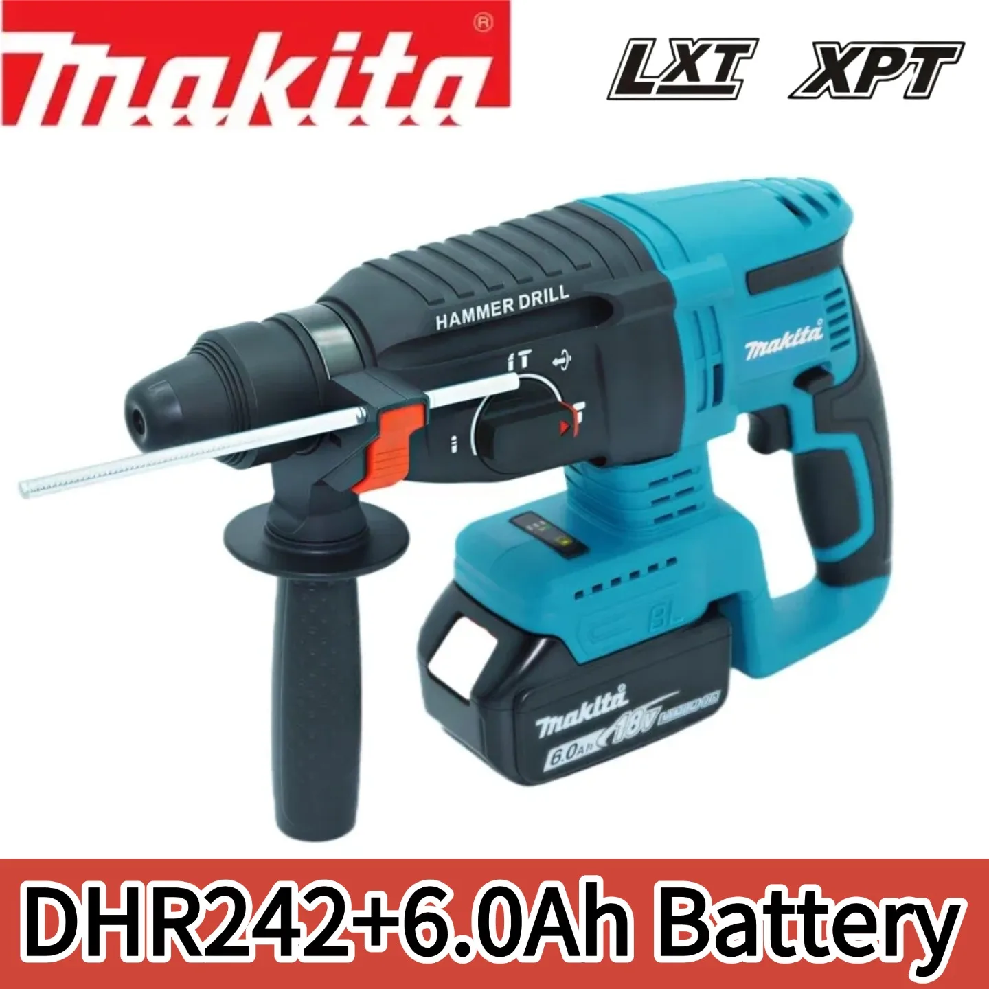 

Makita DHR242 18V Cordless Rotary Hammer SDS Plus 24mm 3-Mode Professional Impact Drill Power Tool for Concrete